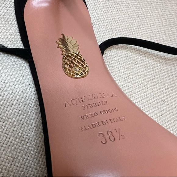 AQUAZZURA Reve Embellished Black Suede Evening High Heel Sandals Bow size 38.5 - Picture 12 of 16